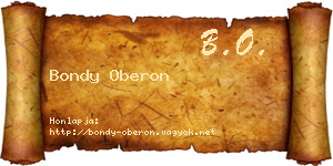 Bondy Oberon névjegykártya